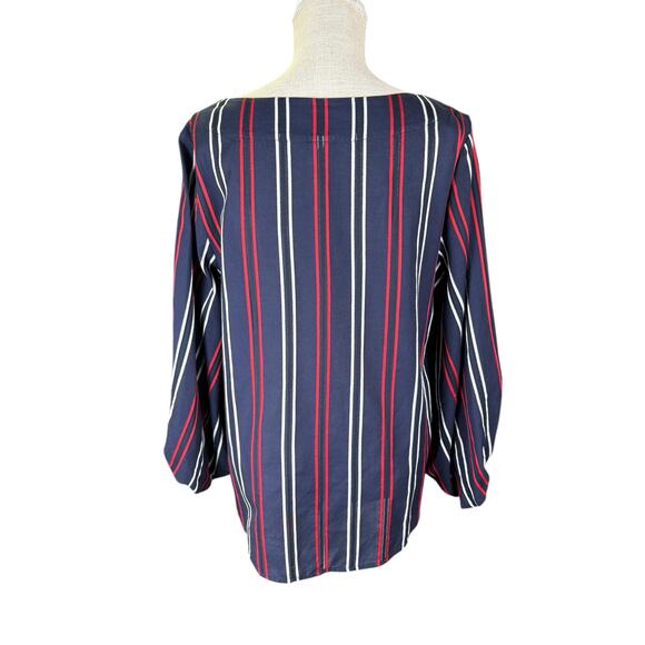 CAbi Freedom Flag Blouse Womens Large Striped Balloon Sleeve Navy Patriotic 5516 - Picture 6 of 9